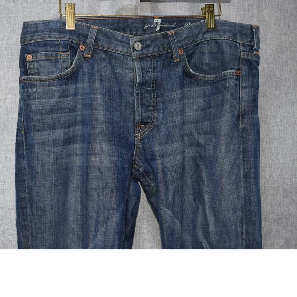 7 For All Mankind Standard Straight Leg Jeans Blue Denim Men’s Size 34 - Picture 2 of 3